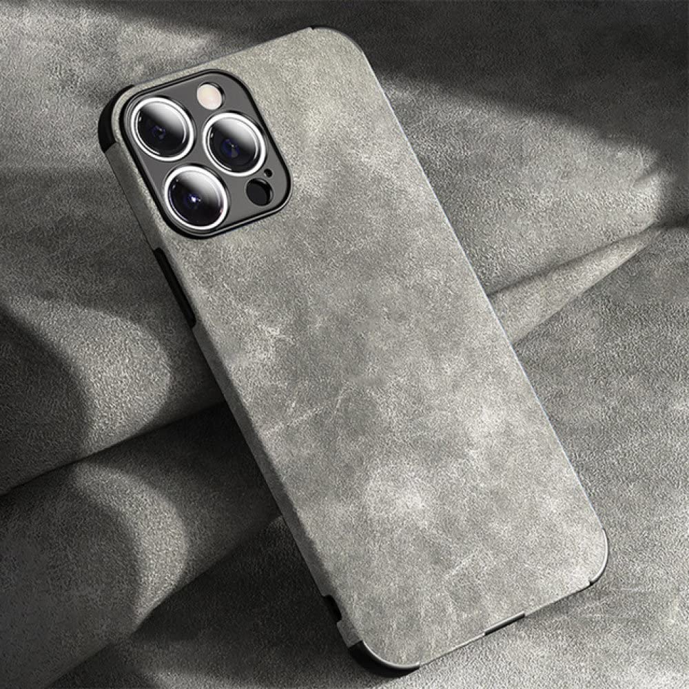 Premium Shockproof PU Leather Case for iPhone 13/12/11 Pro Max/Mini/XR/XS/X/8/7 Plus/SE (2020) - Soft Silicone Protective Phone Cover (Gray) - Perfect for Work, Travel & Everyday Use