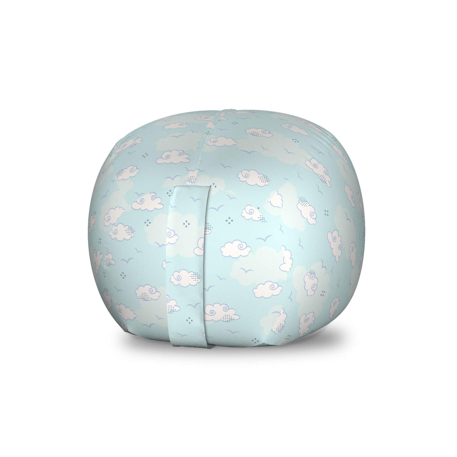 Ambesonne Cartoon Toy Storage Bag Chair - Abstract Sky Pattern with Clouds & Birds - Washable Stuffed Animal Organizer - Small Size Blue Purple - Kids Room Decor, Playroom Storage, Nursery Organization