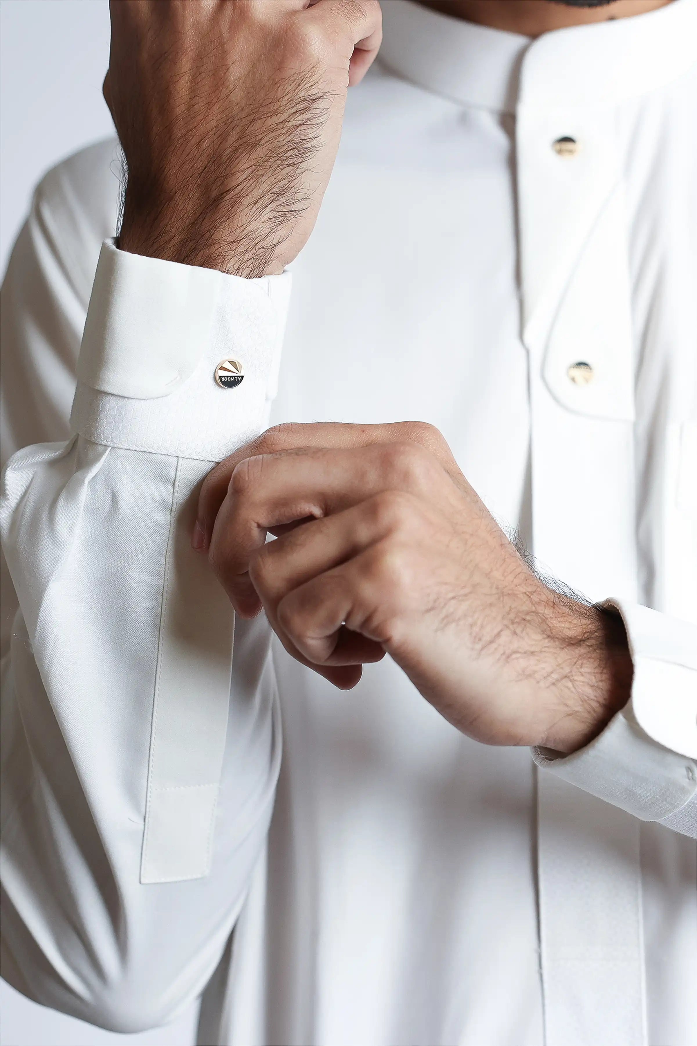 Premium J135 Cream Collar Thobe for Men - Traditional Emirati Long Dress with Elegant Design - Perfect for Eid, Weddings & Special Occasions