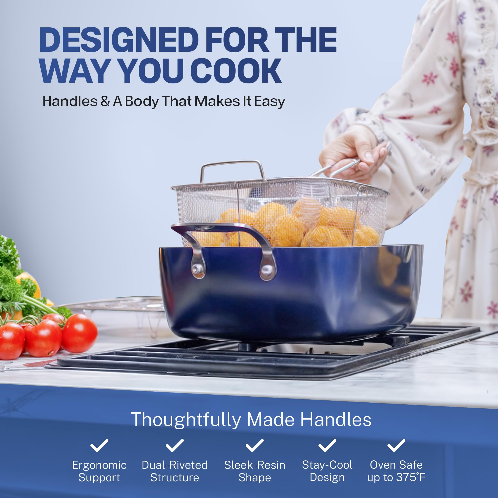 Granitestone True 20-Piece Non-Toxic Pots and Pans Set - PFOA & PFOS Free, Oven & Dishwasher Safe Cookware with Deep Square Pan & Bakeware - Perfect for Home Cooking, Baking, and Family Meals