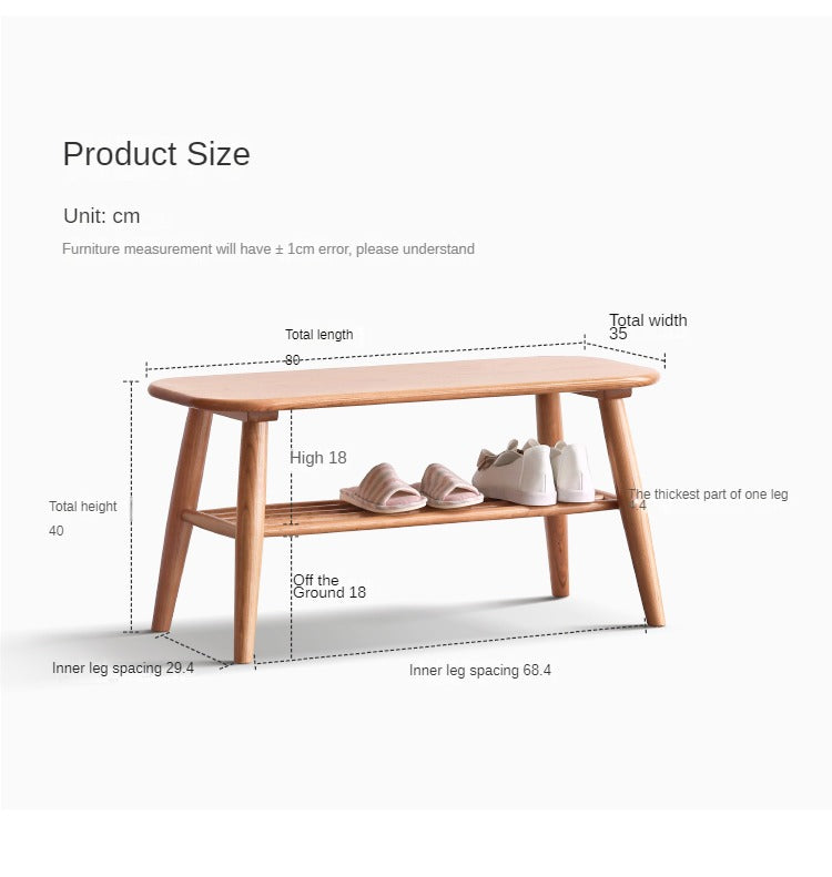 Solid Oak Wood Shoe Bench - Sturdy Entryway Storage with Seat | Perfect for Hallway, Mudroom & Bedroom Organization