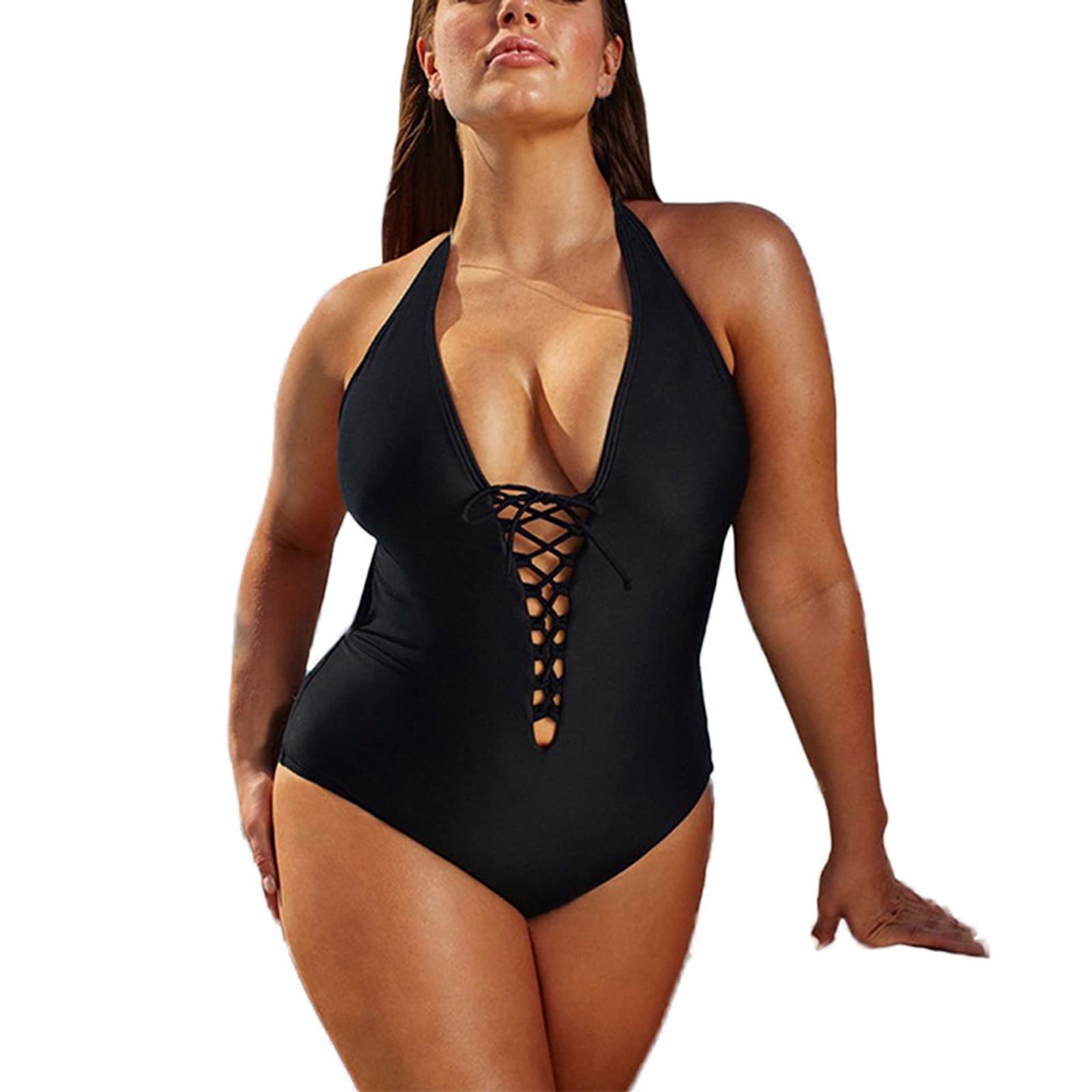 Holzkary Plus Size Cute One Piece Swimsuits for Women - Monokini Bathing Suits for Beach, Pool & Summer Vacation