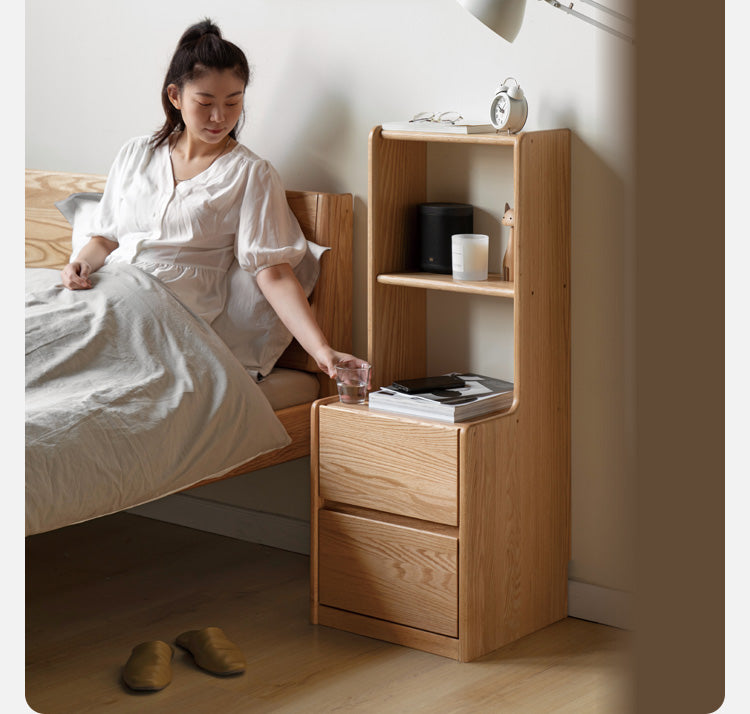Solid Oak Wood Nightstand - Sturdy & Elegant Bedside Table for Bedroom, Living Room, or Office - Perfect for Storage & Décor