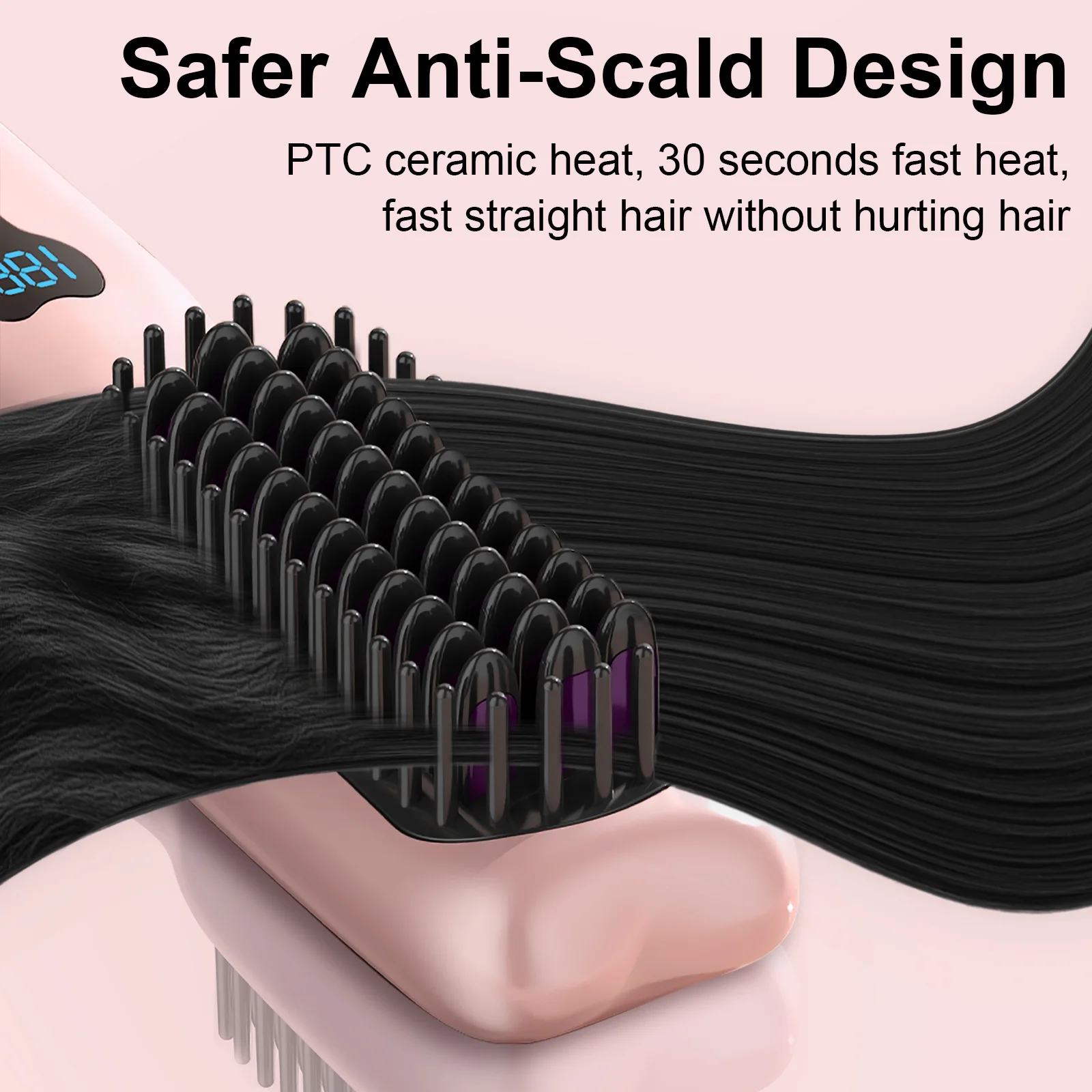 Wetene Wireless Hair Straightening Comb - USB Rechargeable Electric Styling Brush for Smooth & Silky Hair | Portable Curling Iron for Travel, Home & Salon Use