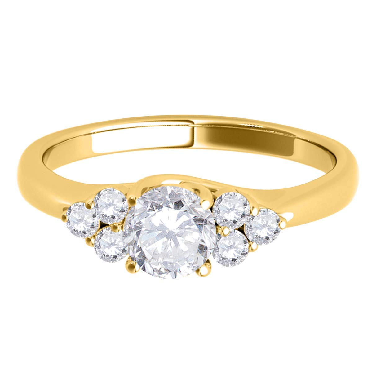 1/2 Carat Diamond Seven Stone Engagement Wedding Ring in 10K Yellow Gold - Best Valentine's Day Gift for Her, Perfect for Proposals, Anniversaries & Bridal Jewelry
