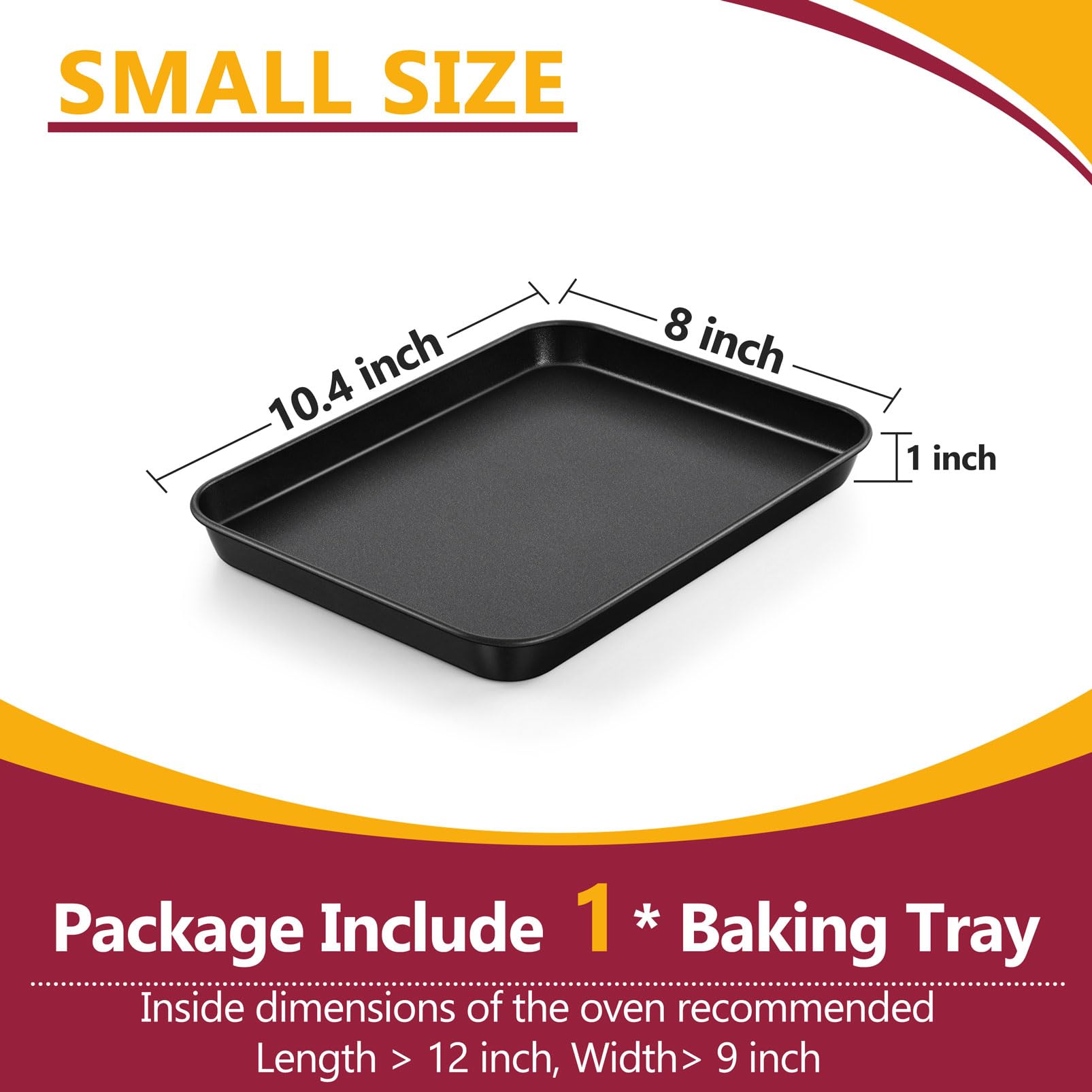 P&P CHEF Carbon Steel Toaster Oven Baking Pan - 10.5 x 8 Inch Nonstick Cookie Sheet for Cookies, Meats & More - Durable, Healthy & Easy Clean - Perfect for Small Batch Baking, Roasting & Meal Prep