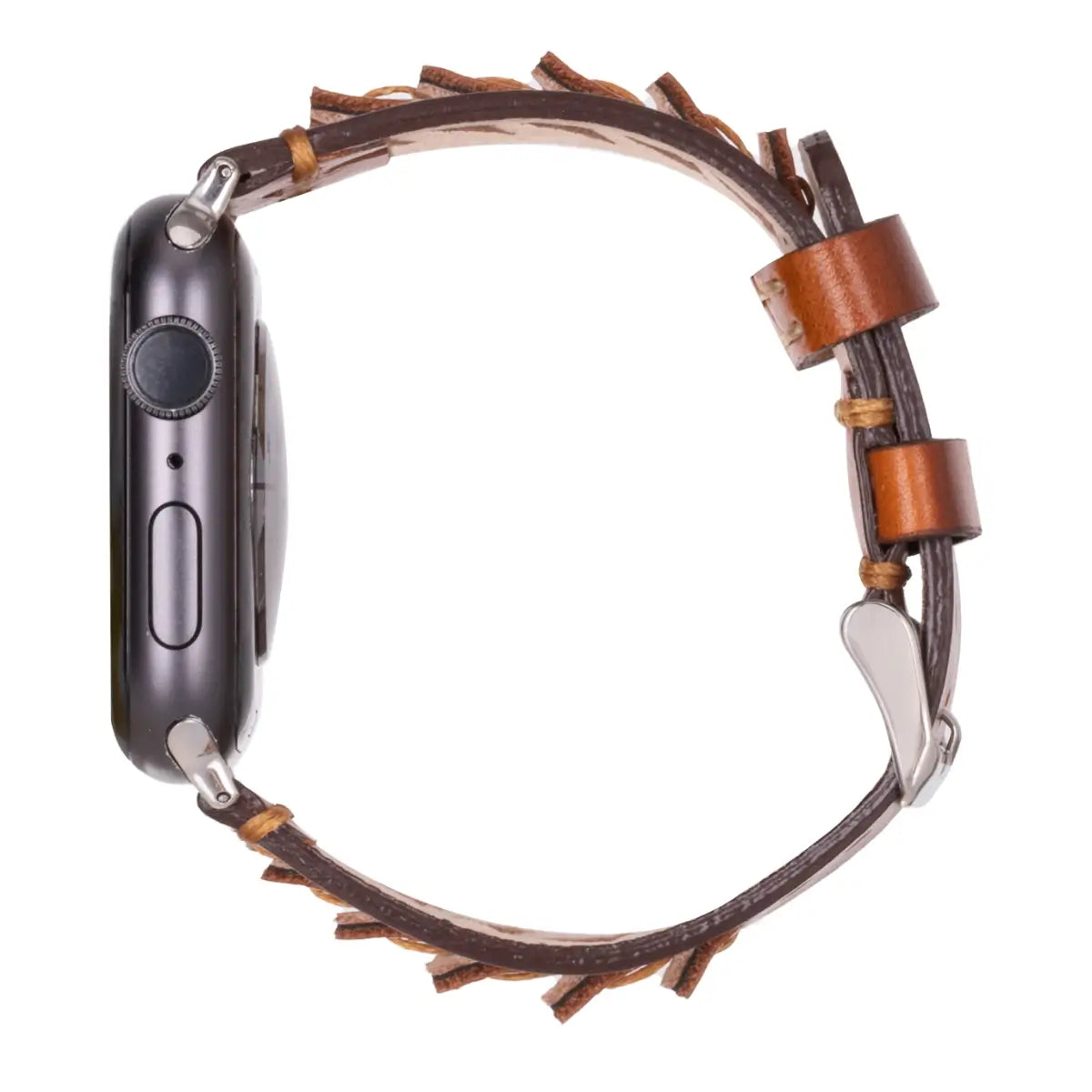 Premium Brown Leather Sport Band for Apple Watch - Comfortable & Durable Strap for Workouts & Daily Wear - Compatible with All Apple Watch Models (Boras)