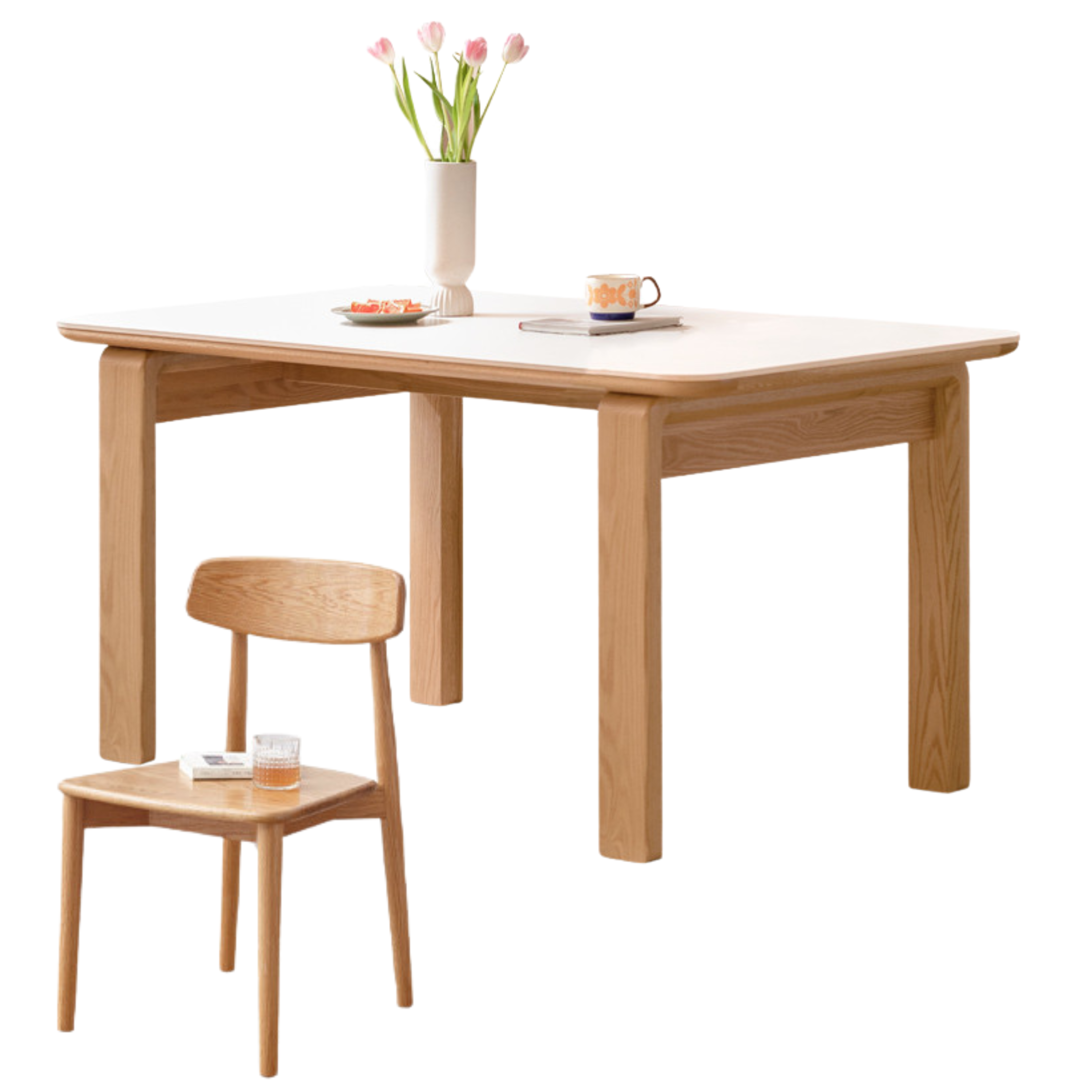 out of stock 78.7x35.4x29.9 inch / 200x90x76cm / Natural Wood Color / rock slab dining table + 4 chairs