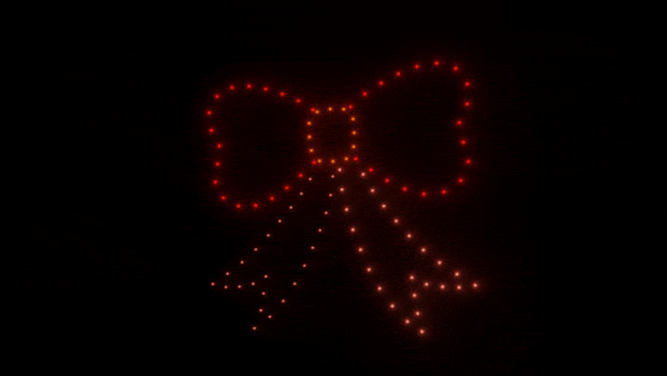 100 Drones with Christmas Bow Animation - Perfect for Holiday Light Shows, Events & Festive Displays