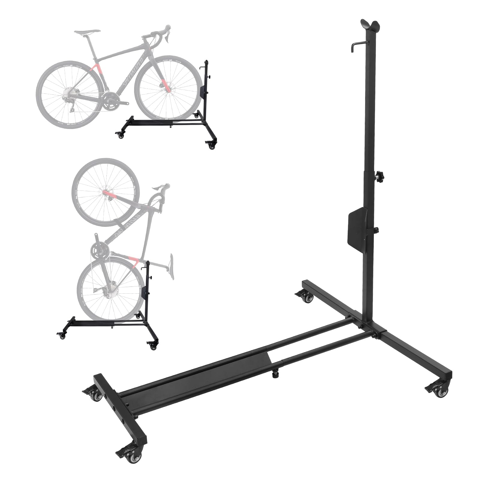 Vertical Bike Stand for Garage & Home Storage - Adjustable Height Upright Bike Rack for MTB, Hybrid & Road Bikes (Fits 29