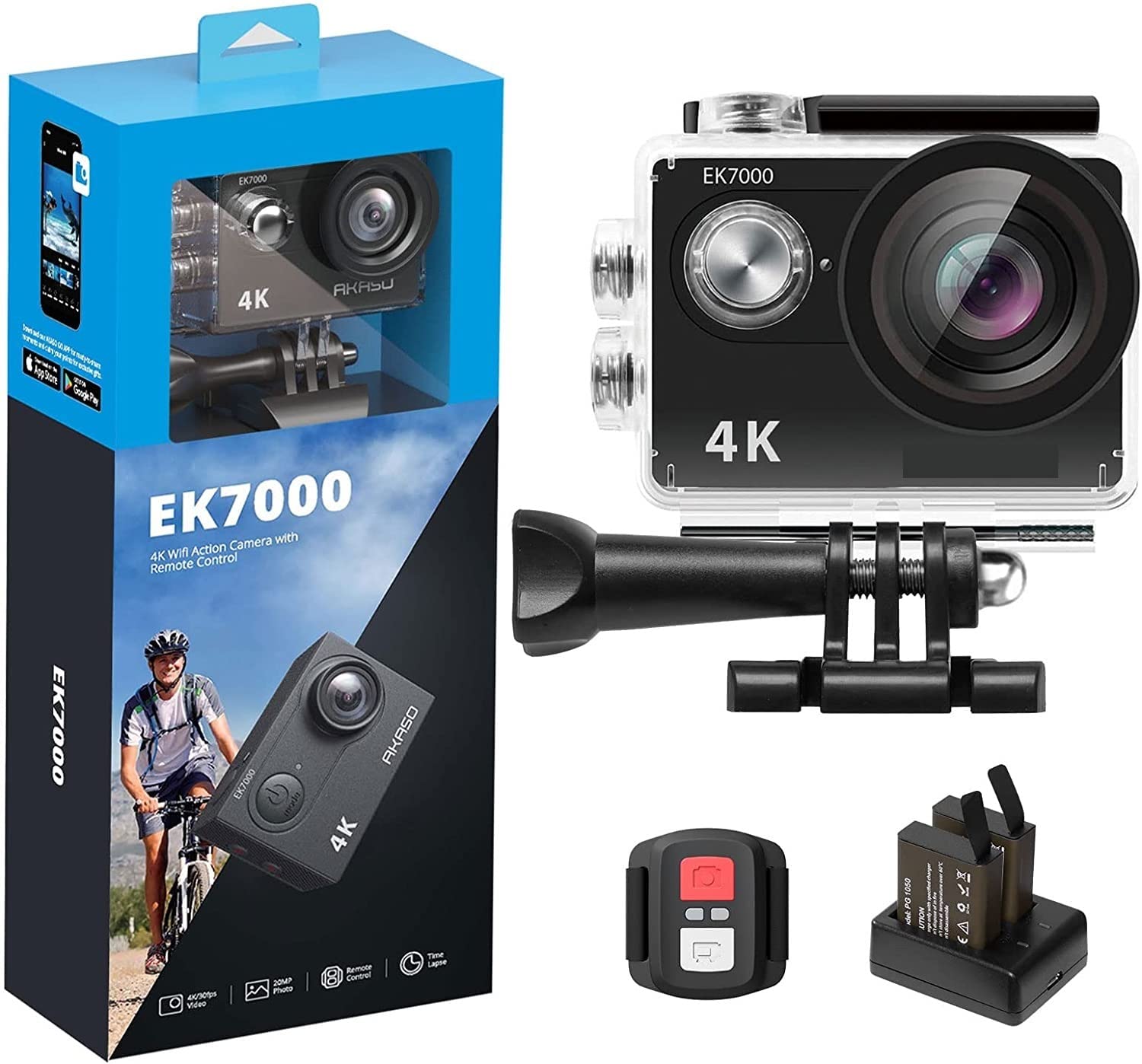 BODORME EK7000 4K Ultra HD Waterproof Action Camera - 12MP Sports DV Camcorder with 170° Wide Angle Lens for Outdoor Adventures, Surfing, Skiing & Vlogging