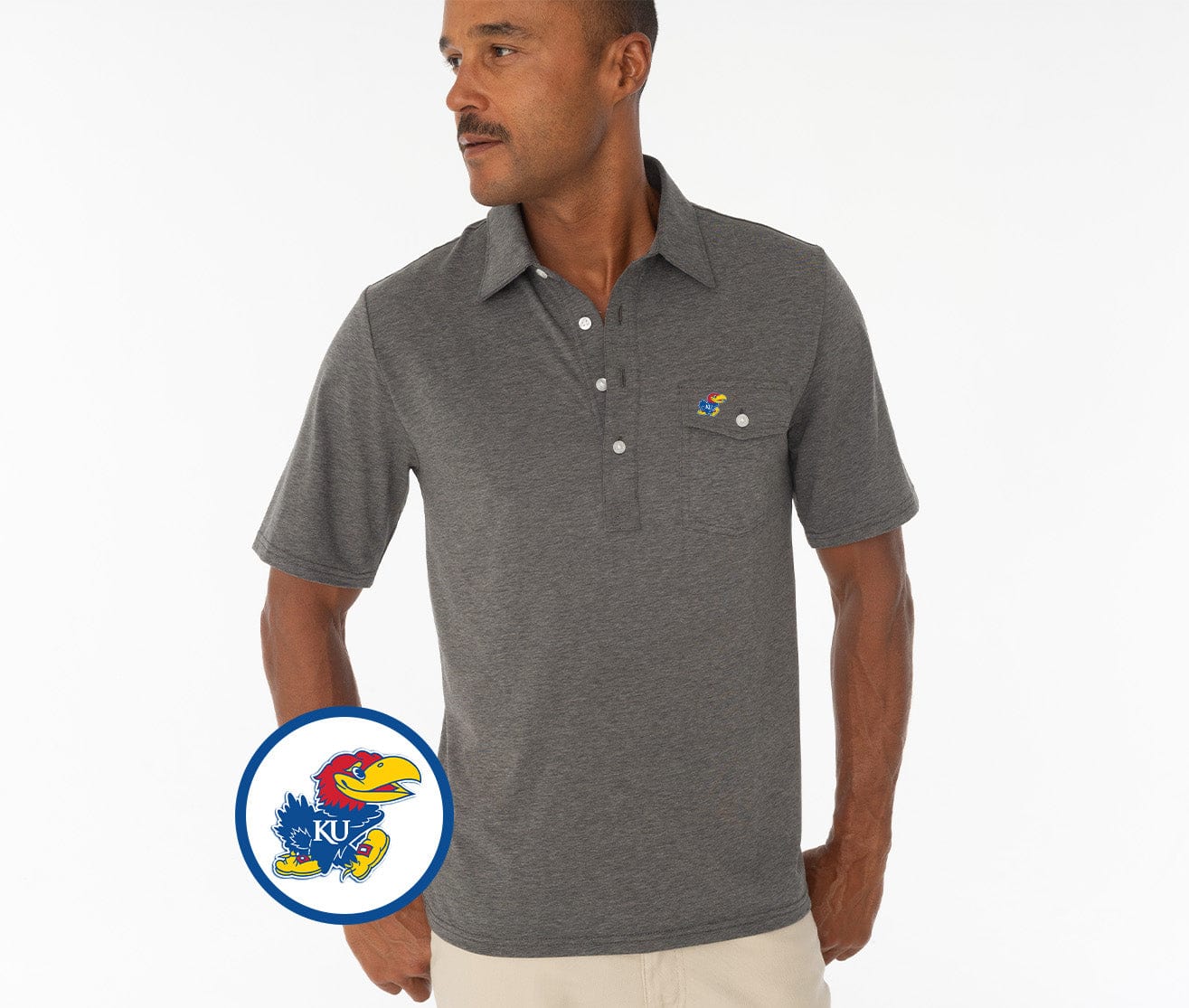 Kansas Jayhawk Coach's Performance Players Shirt - Breathable Heather Gray Athletic Top for Basketball, Football & Sports Training