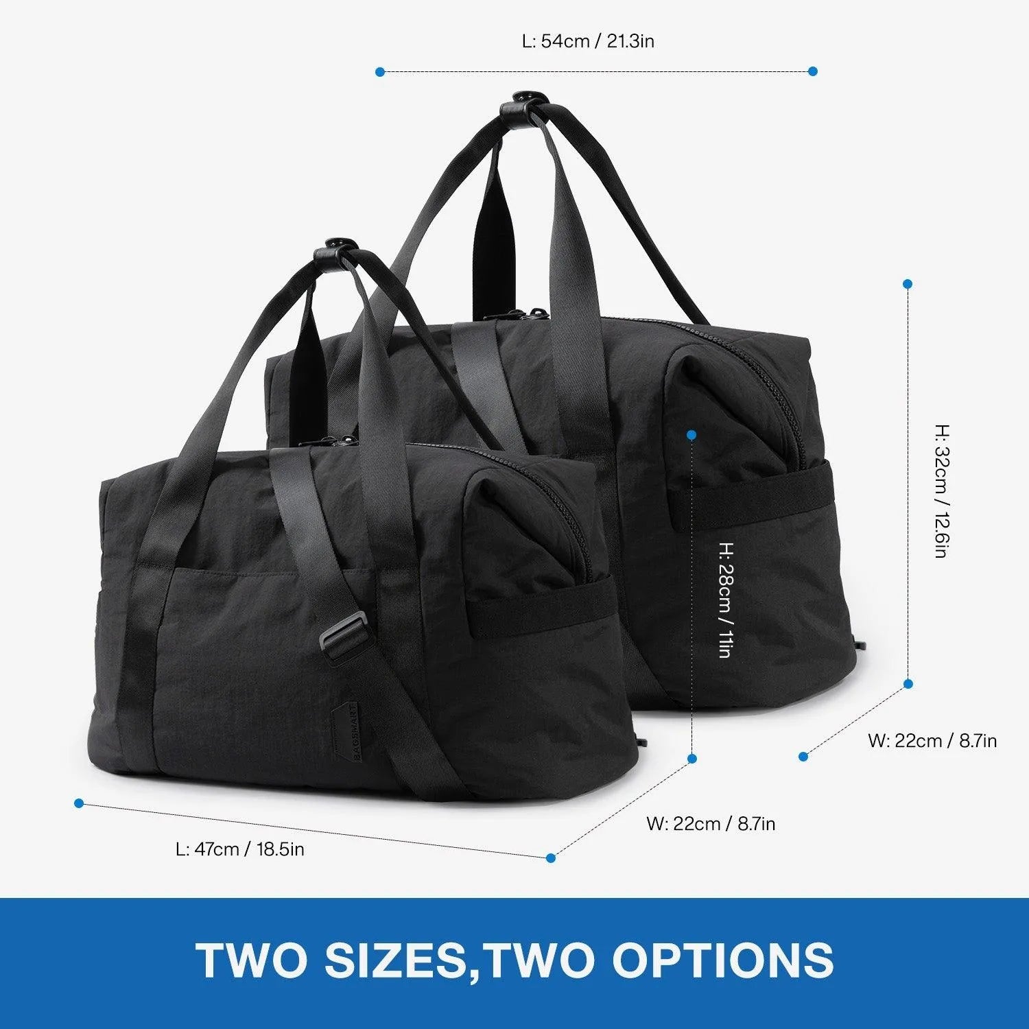 Zoraesque Black Duffel Bag - Stylish & Durable Travel Duffel for Gym, Work, Weekend Trips & Outdoor Adventures