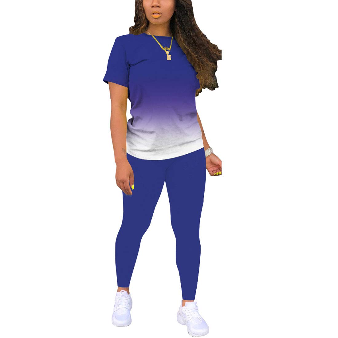 Nimsruc Women's 2-Piece Biker Short Sets - Summer Short Sleeve Jogger Tracksuit Outfit | Gym Workout, Running, Yoga & Casual Wear