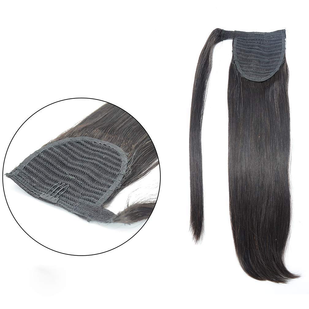 Remy Human Hair Straight Long Ponytail Extensions - 20'' Clip-in Wrap Around Ponytail for Women (80g, 10#) - Perfect for Parties, Weddings & Daily Styling