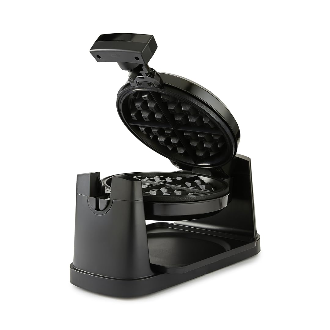 Geepas 1000W Rotary Belgian Waffle Maker with Non-Stick Plates & Auto Temperature Control - Makes 4 Waffles at Once - Perfect for Sweet & Savory Belgian Waffles, Pancakes, Hash Browns - Ideal for Breakfast, Brunch, Parties & Family Gatherings (Silver)