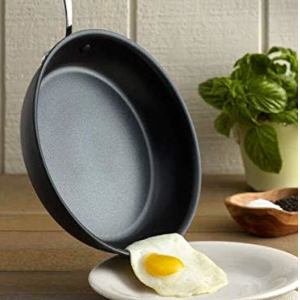 LAGOSTINA H9049564 Nera 12-Inch Hard Anodized Nonstick Frying Pan with Hammered Stainless Steel Lid - Perfect for Searing, Sauteing & Everyday Cooking