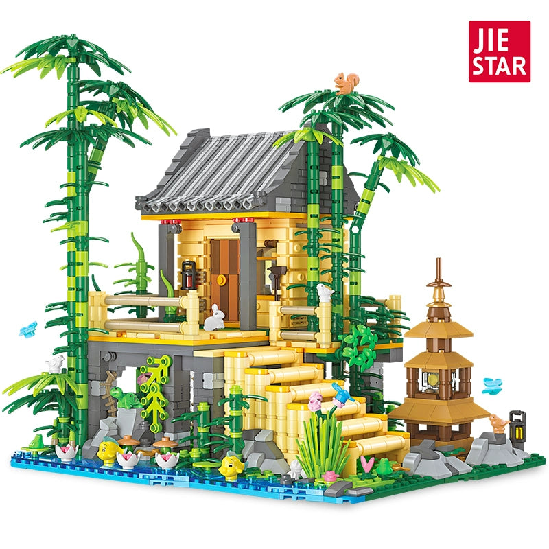 JESTAR 59093 Bamboo House Building Blocks Set - 1945 PCS Creative DIY Toy for Kids & Adults - Perfect for Home Decoration, Gift Giving & Relaxing Playtime