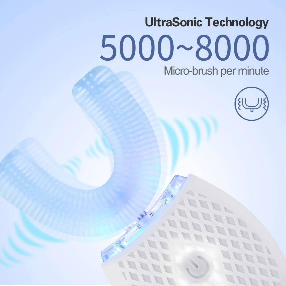 Automatic Ultrasonic Toothbrush for Adults - 360° Sonic Electric Toothbrush with Whitening, Waterproof & Rechargeable - Portable Travel & Home Dental Care (White) | Perfect for Daily Oral Hygiene, On-the-Go Use, and Family Dental Care