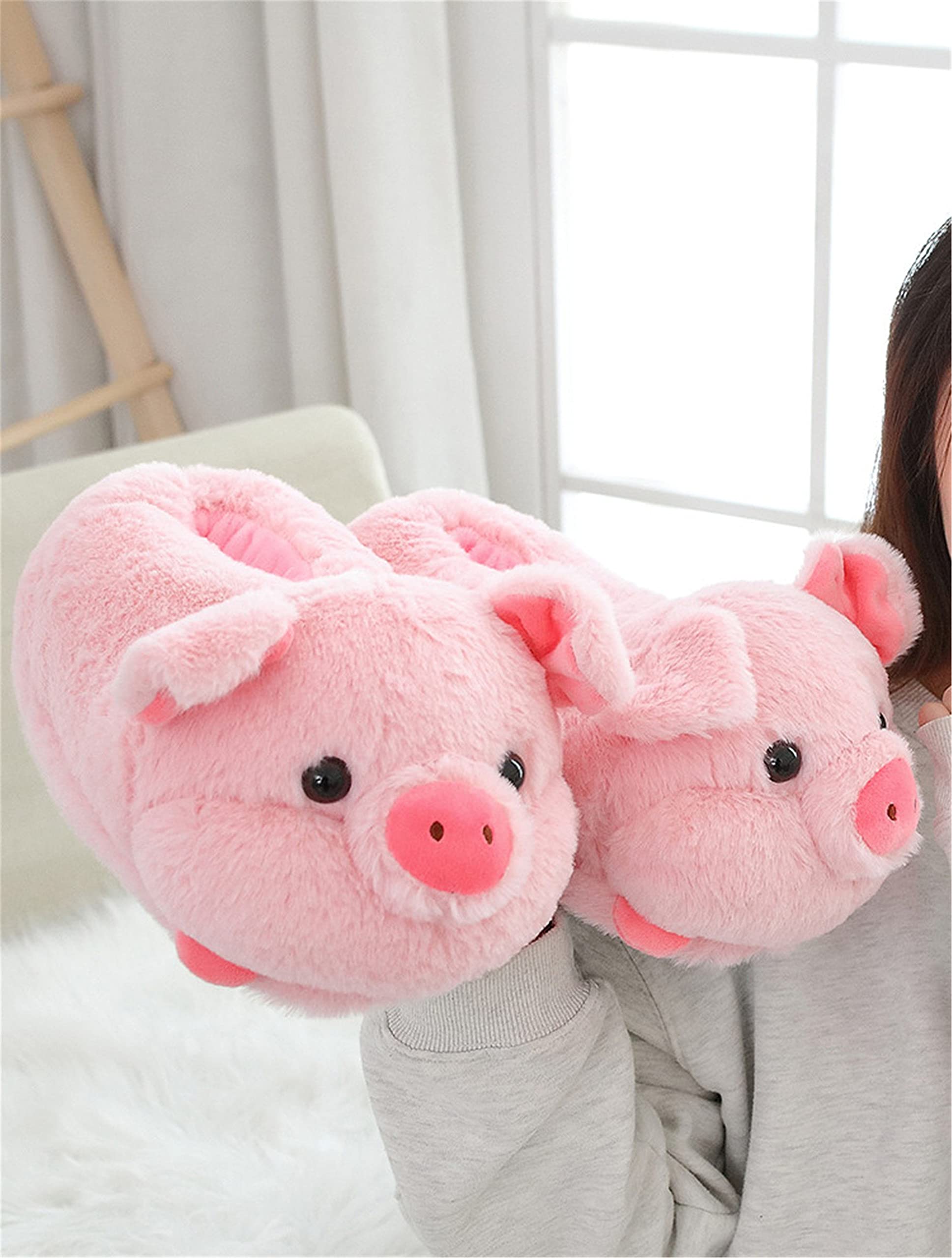 Adorable Pig Cartoon Animal House Slippers for Women - Cozy Winter Fuzzy Indoor/Outdoor Slippers - Perfect for Home, Lounge & Gift Giving