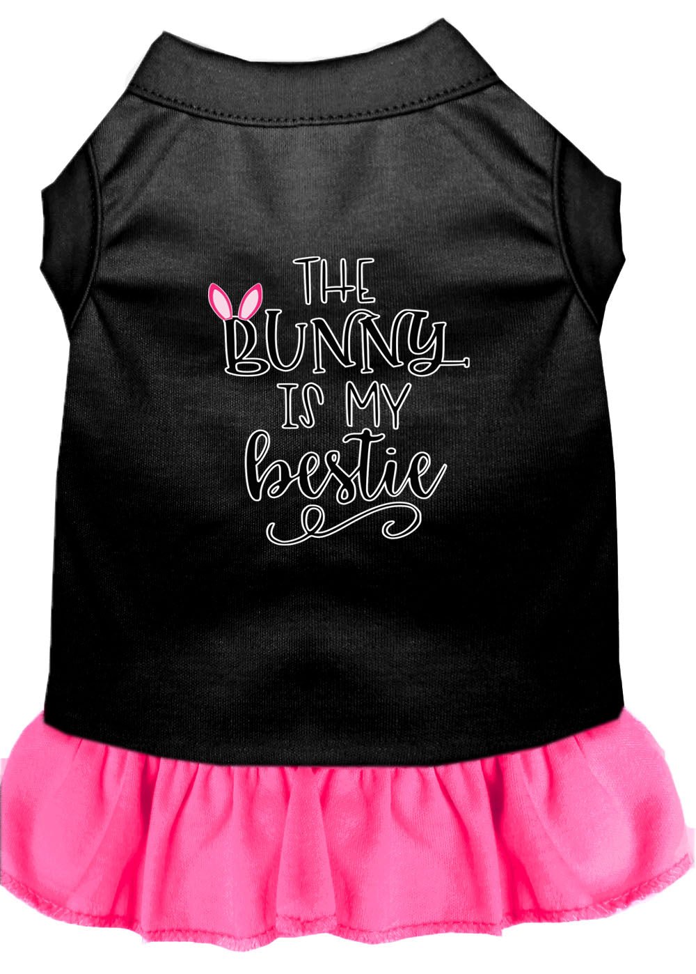 Bunny is My Bestie Screen Print Dog Dress - Cute Pet Clothes in Multiple Colors for Small & Medium Dogs - Perfect for Easter, Spring Outfits & Photo Shoots