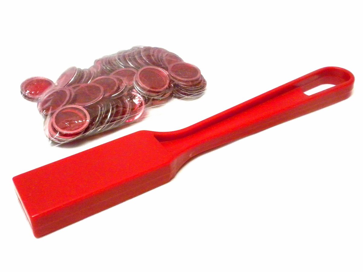 Bingo Magnetic Wand with 100 Chips - Red | Fun Bingo Game Accessory for Family Game Nights, Parties & Classroom Activities
