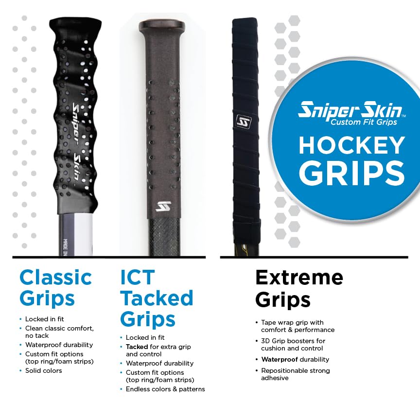 SNIPER SKIN Hockey Grip Tape - Non-Slip, Durable Hockey Stick Grip for Adults & Kids - Easy to Install, Better Than Traditional Hockey Tape - Perfect for Ice Hockey, Street Hockey & Team Gear Accessories