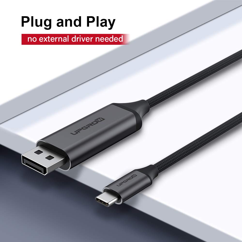 Upgrow USB C to DisplayPort Cable 4K@60Hz 6FT, Thunderbolt 3 to DP Adapter for MacBook Pro/Air, iPad Pro, Dell XPS, Samsung Galaxy - High-Speed Video & Audio Transmission - Perfect for Home Office, Gaming & 4K Monitor Setup (UPGROWCMDPM6)