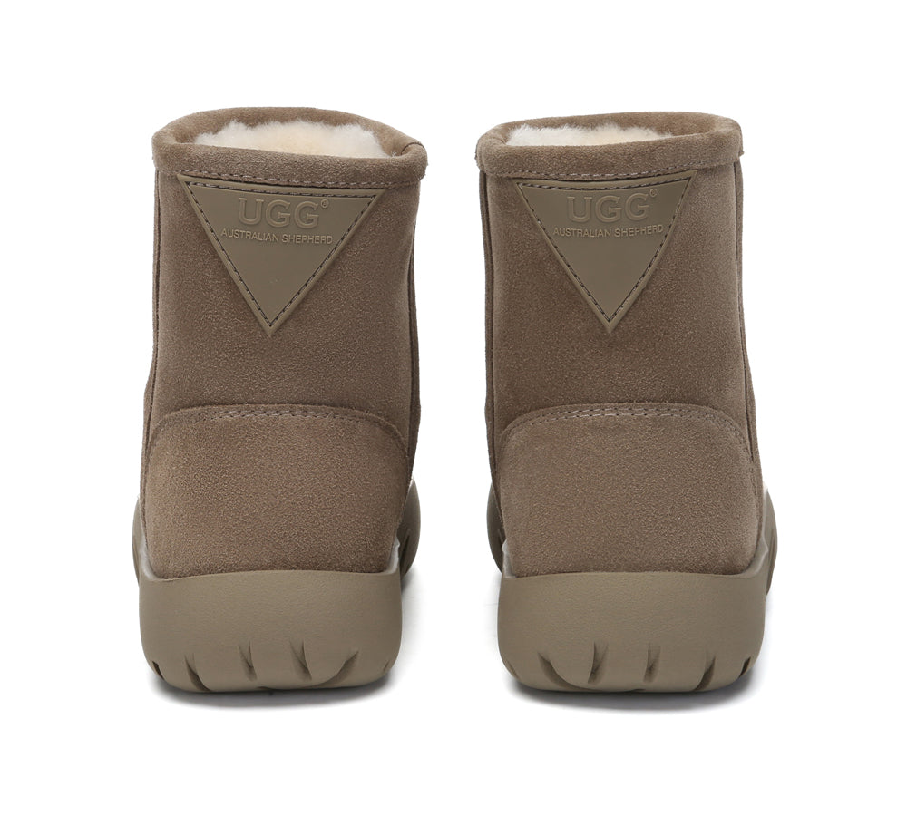 Australian Shepherd® UGG Boots - Genuine Sheepskin Wool Mid Calf Boots for Women, Chunky Heel Short Classic Salma Style - Perfect for Winter, Snow, and Cozy Indoor Comfort