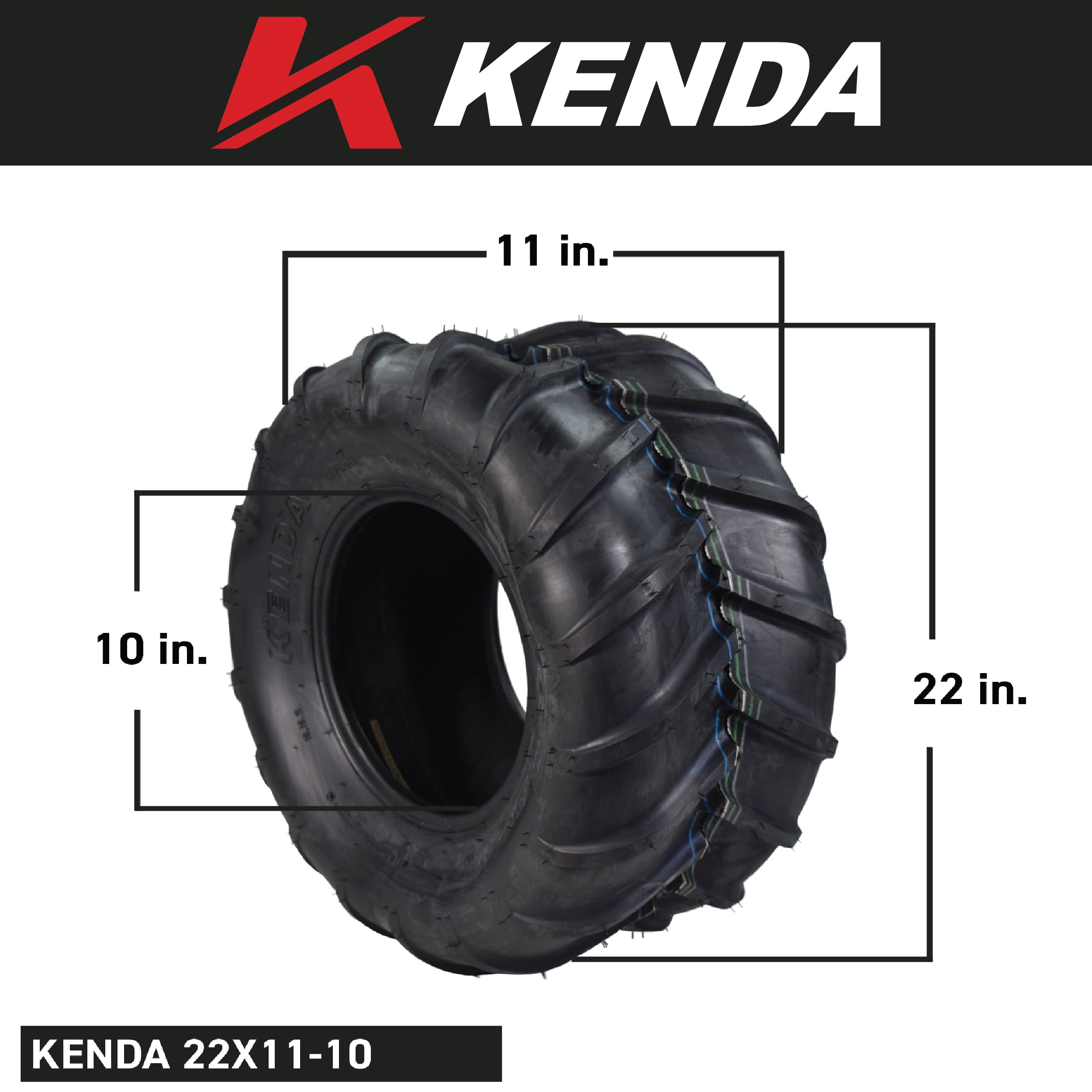 Kenda 22x11-10 Lawn Mower Tires - Rear Garden Tractor Tires Compatible with Grasshopper Mowers | Durable All-Terrain Tread | Includes Free Bottle Opener Keychain | Perfect for Landscaping, Yard Maintenance & Commercial Mowing