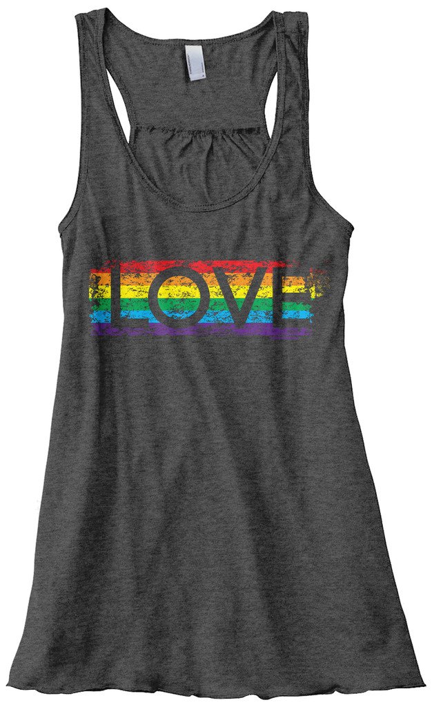 Threadrock Women's Gay Pride Rainbow Love Flowy Racerback Tank Top - LGBTQ+ Casual Summer Top for Pride Parades, Beach Outings & Festivals