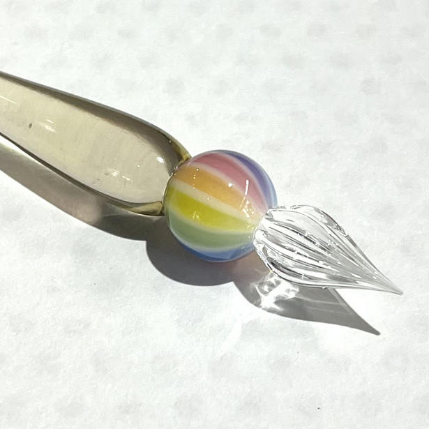 Japanese Glass Dip Pen - Rainbow Ball & Light Amber Colors - Elegant Calligraphy & Writing Tool - Perfect Gift for Writers, Artists & Stationery Lovers - Ideal for Lettering, Journaling & Creative Projects