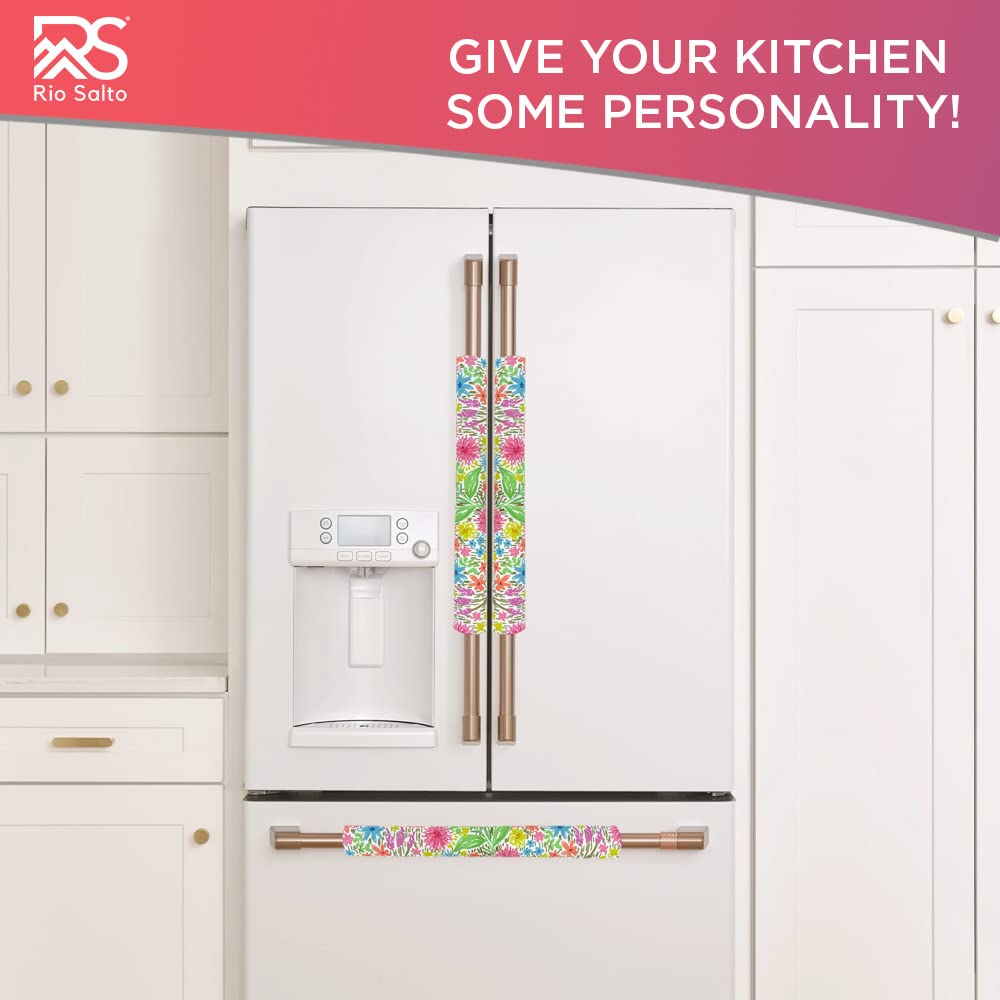 Rio Salto 5-Piece Refrigerator Door Handle Covers Set - Stylish Kitchen Decor & Appliance Accessories for Stove, Oven, Dishwasher, Microwave & Fridge - Protect & Decorate Your Kitchen Handles