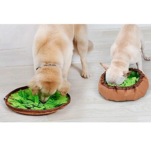 **Interactive Pet Snuffle Mat for Dogs & Cats - Slow Feeding Bowl Mat with Fun Game Design - Encourages Natural Foraging Skills & Reduces Boredom - Safe & Leak-Proof for Mess-Free Play (Brown-Green) - Perfect for Mealtime Enrichment & Mental Stimulation**