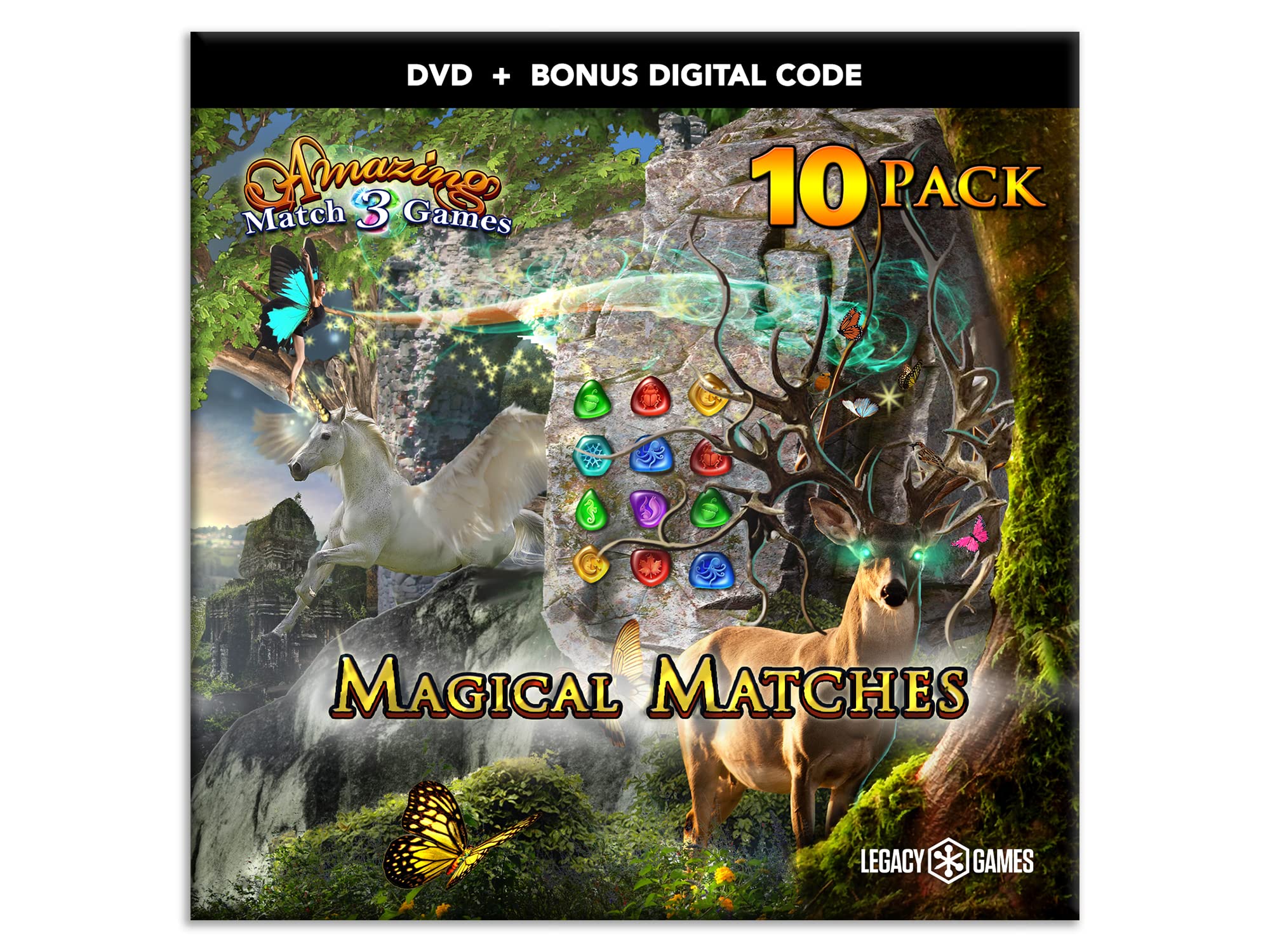 Best Match-3 Games for PC - Magical Matches Vol. 1: 10 Game DVD Collection with Digital Download Codes | Fun Puzzle Games for Adults & Kids | Perfect for Family Game Nights & Stress Relief