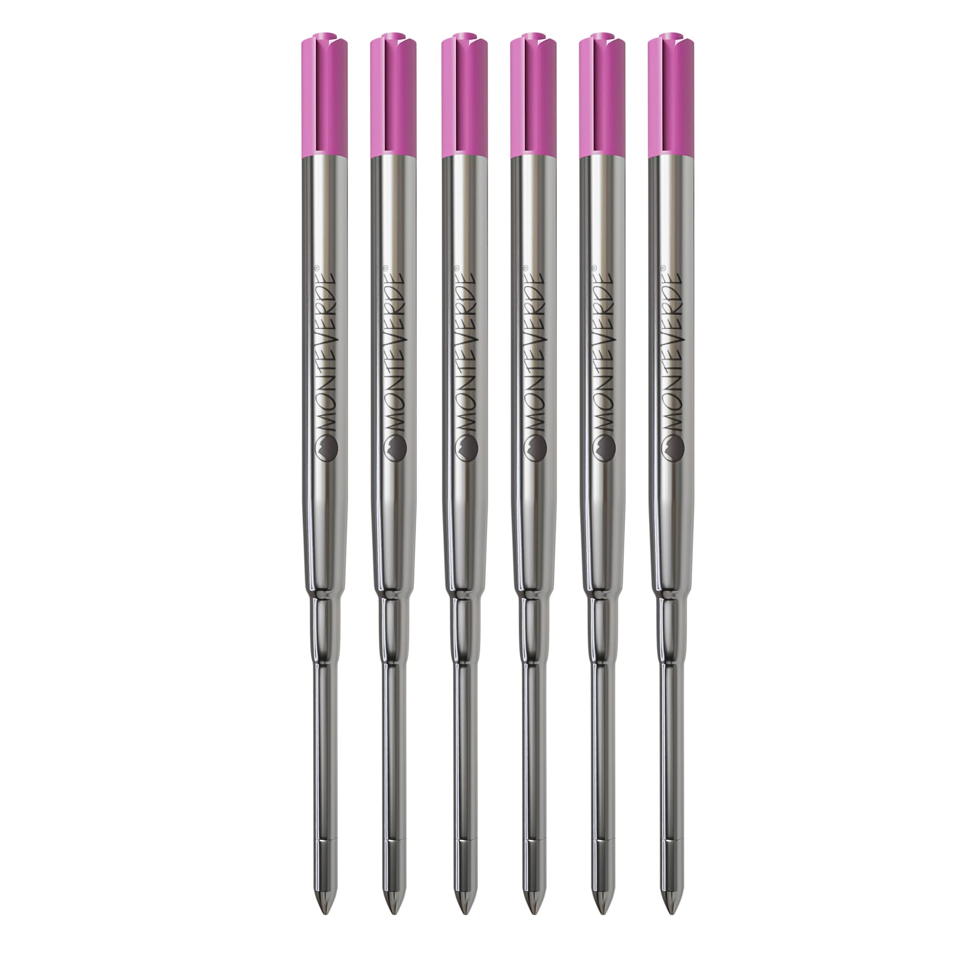 Monteverde S133PK Ballpoint Pen Refills for Sheaffer Pens - Medium Point, Pink Ink, 6-Pack - Perfect for Office, School & Everyday Writing