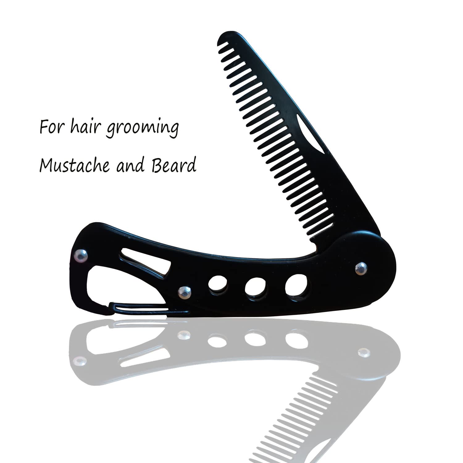 Stainless Steel Folding Beard Comb for Men - Portable Pocket & Wallet Size Travel Comb - Perfect for Grooming, Travel, and On-the-Go Styling