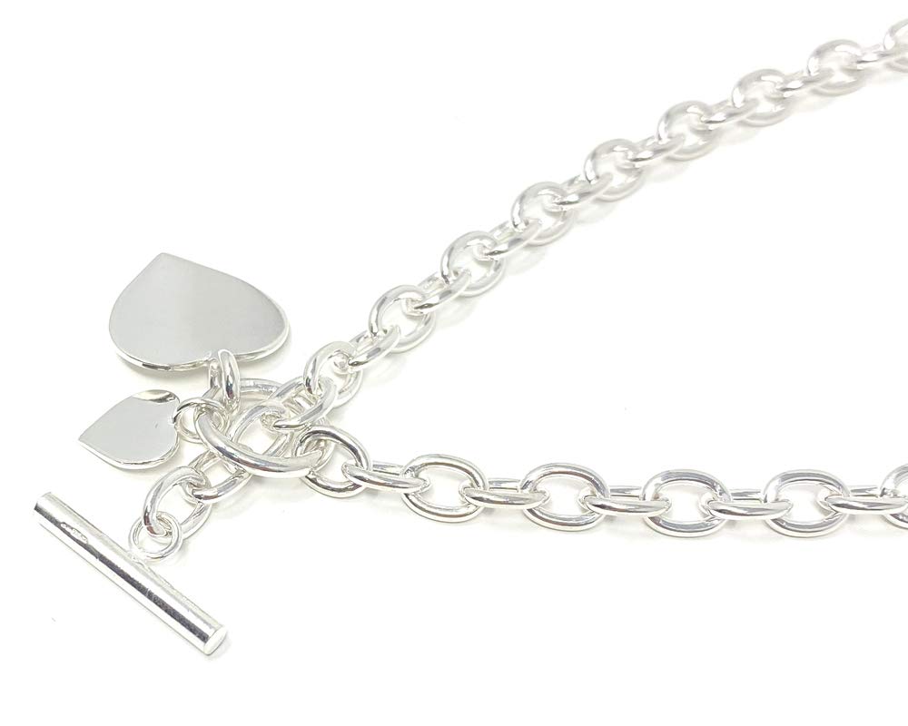 925 Sterling Silver Double Heart Pendant Necklace for Women - 925 Hallmarked with T Bar Clasp - Elegant Gift for Valentine's Day, Anniversary or Birthday - Perfect for Romantic Occasions & Everyday Wear