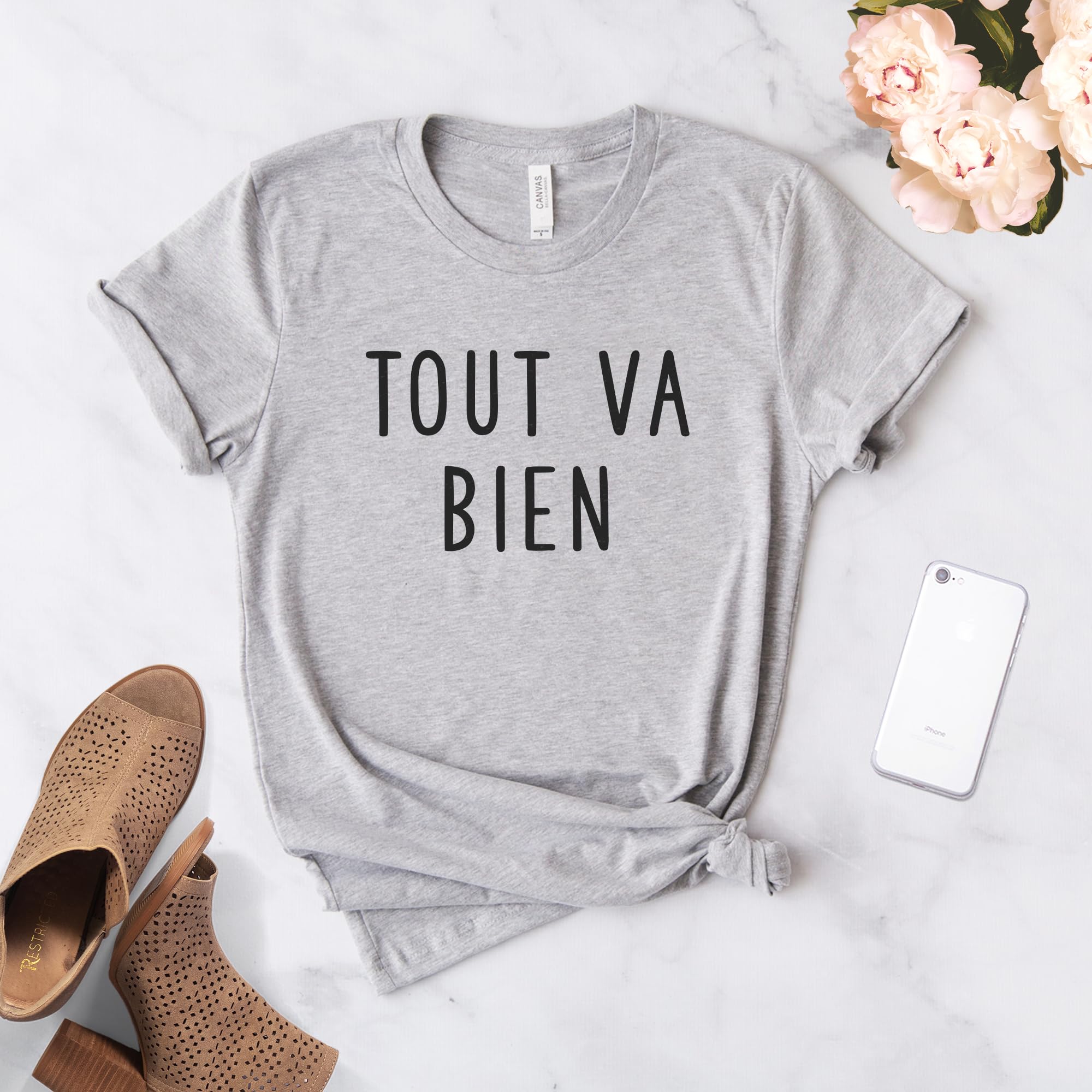 French Shirt - Tout Va Bien Shirt - Everything Is Fine T-Shirt - Bonjour Paris Shirt - C'est la Vie Unisex Softstyle T-Shirt - France Travel Gift - Casual Wear for Vacation & Everyday Life