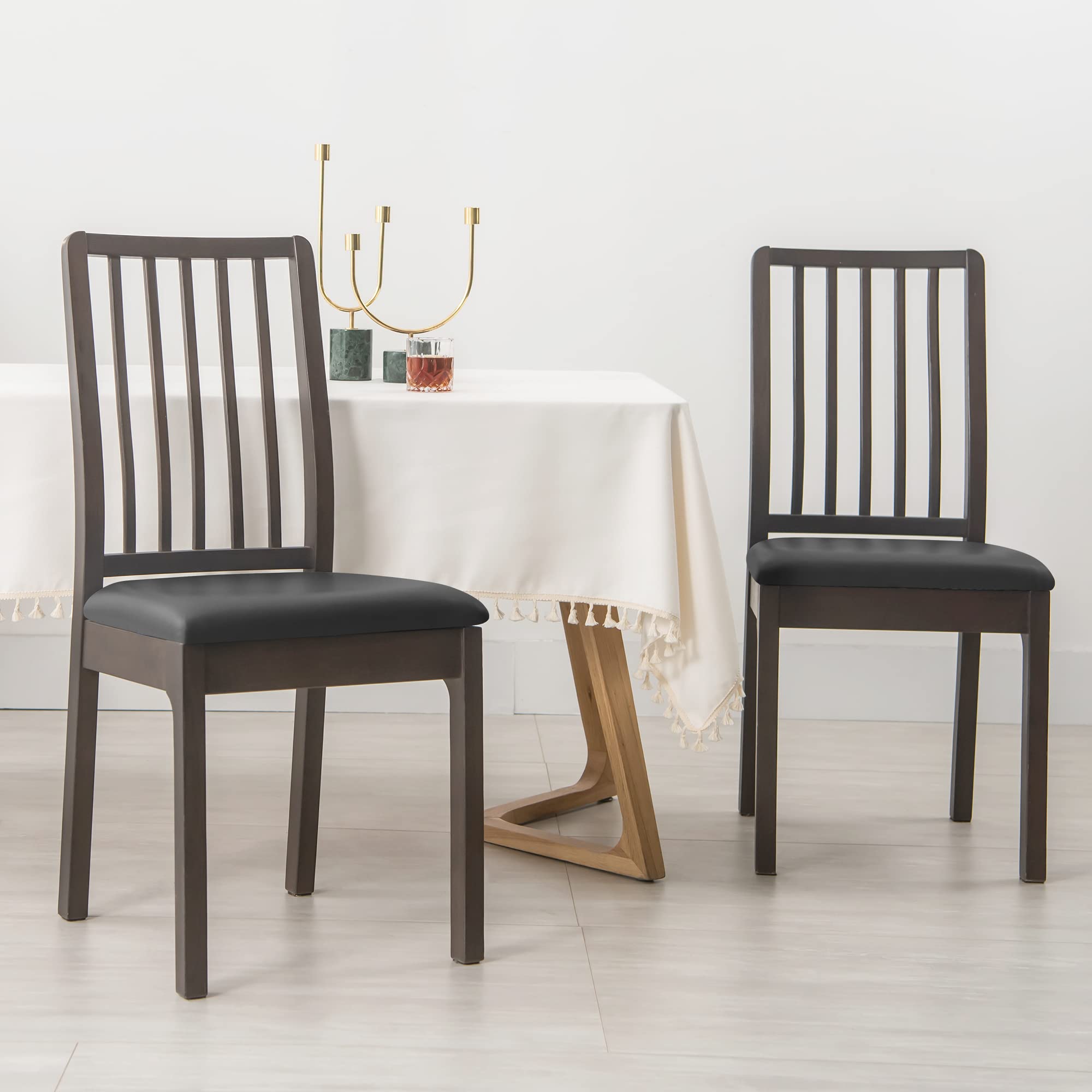 FORCHEER 4-Pack Waterproof PU Leather Dining Chair Covers - Removable Washable Slipcovers for Kitchen, Restaurant & Home Use - Black Seat Protectors for Comfort & Style (PU-Black)