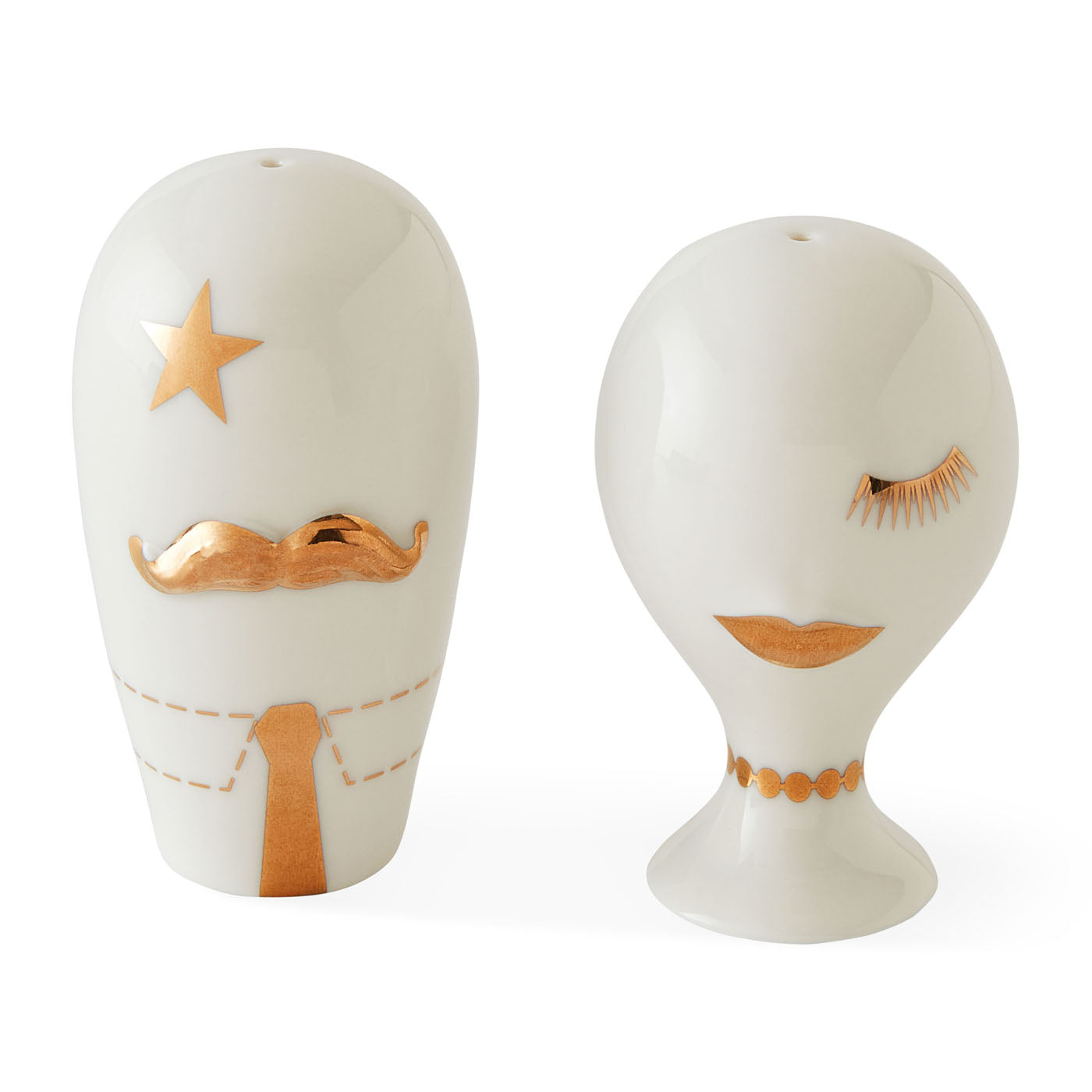Elegant Gilded Mr. & Mrs. Muse Salt and Pepper Shaker Set - Perfect for Wedding Gifts, Anniversary Presents, and Stylish Kitchen Decor