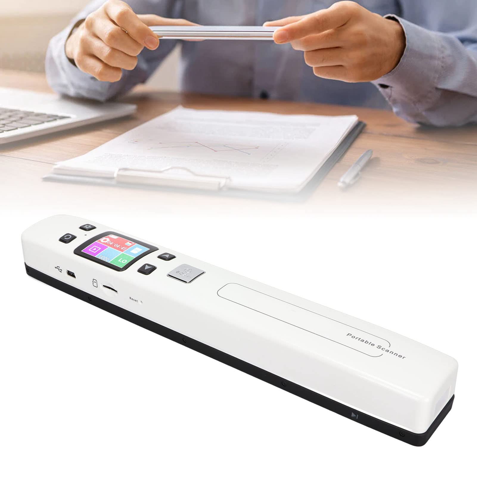High-Resolution Portable Photo Scanner - 300/600/1050DPI JPEG & PDF A4 Document Scanner (White) | Perfect for Digitizing Old Photos, Scanning Documents, and Archiving Family Memories at Home or Office