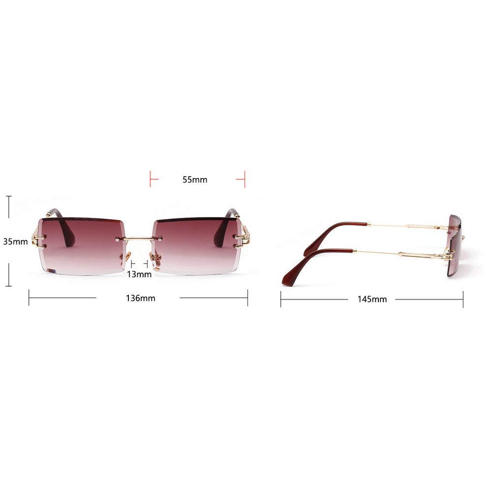 Stylish Women's Small Rectangle Sunglasses - Ultralight Candy Color Rimless UV Protection Shades for Beach, Driving & Outdoor Activities