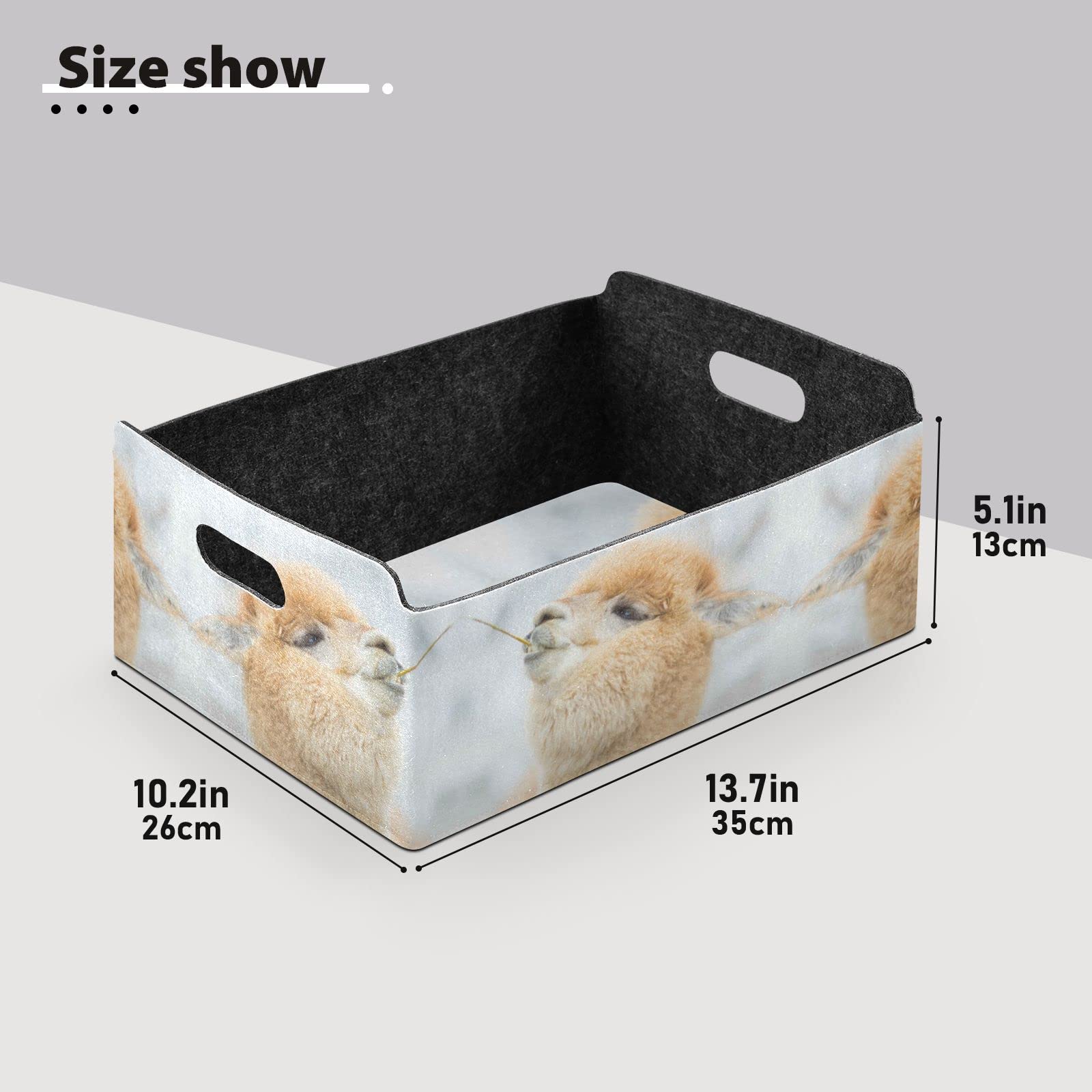 Llama Alpaca Felt Desk Organizer Tray - Foldable Rectangular Storage Plate for Jewelry, Vanity & Counter Tissues | Detachable & Portable Valet Tray for Home & Office Organization