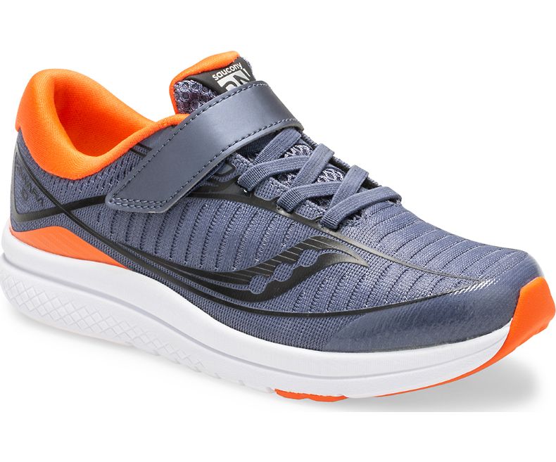Saucony Kinvara 10 A/C Kids Running Shoes - Lightweight Grey & Orange Sneakers for Boys & Girls - Perfect for School, Sports & Daily Activities