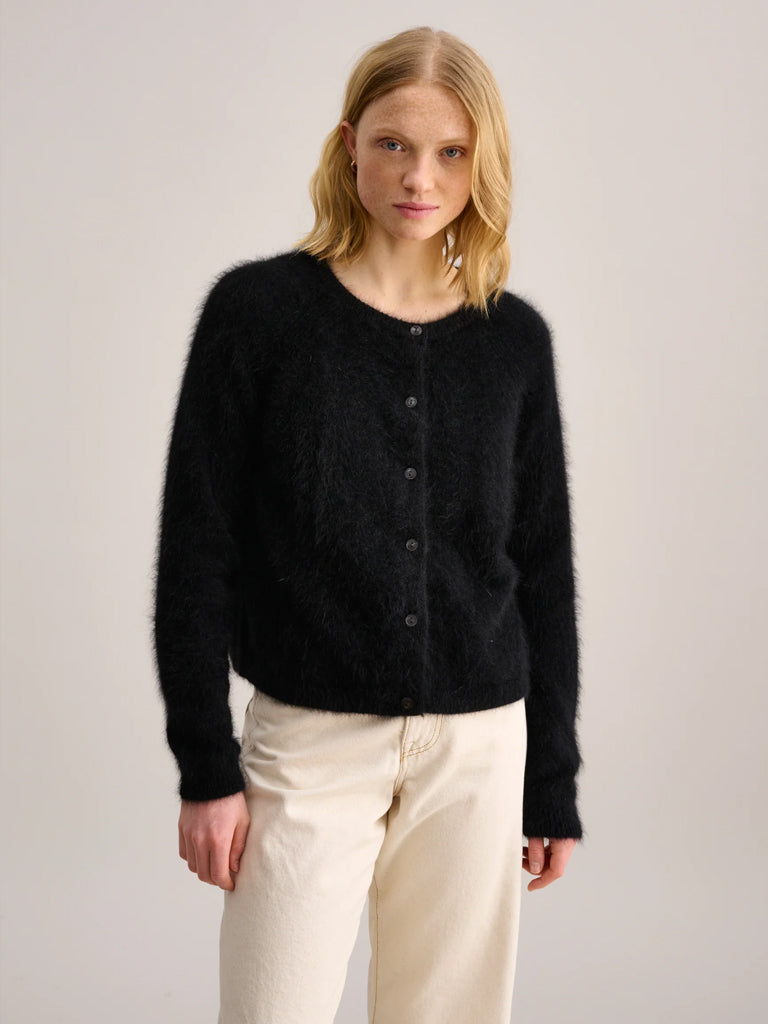 Bellerose Women's Black Cardigan Sweater - Soft Knit Open Front Long Sleeve Wrap Cover Up for Office, Date Night & Fall Layering