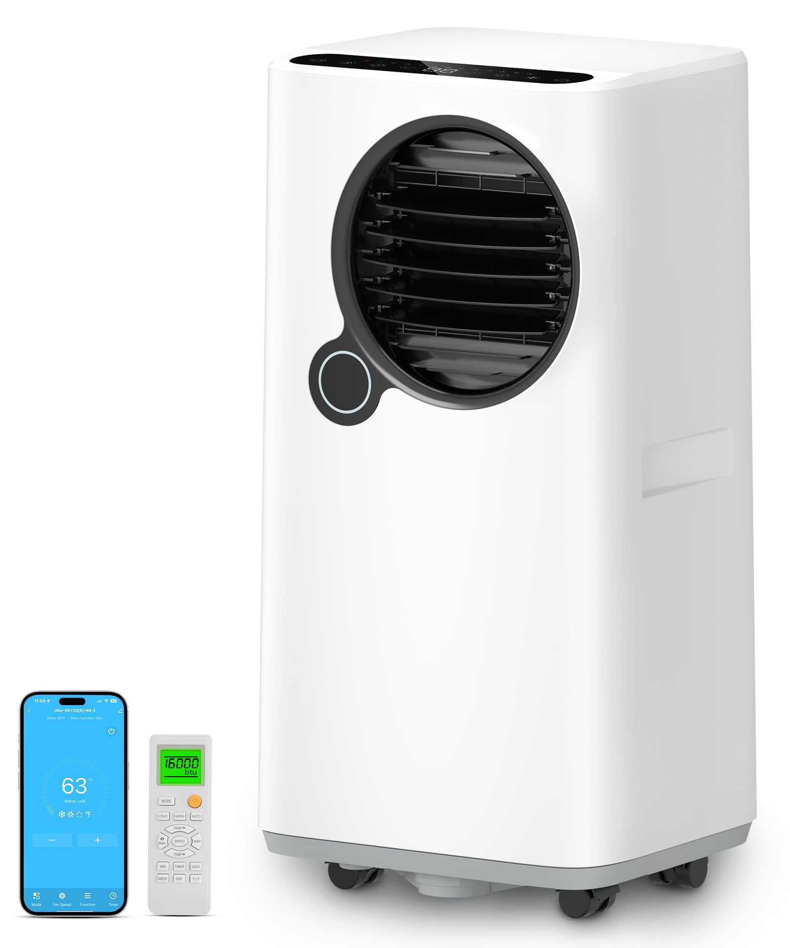 Portable Air Conditioner with Cooling, Heating, Fan & Dehumidifier - 24H Timer, Remote/APP Control, Smart/Sleep Mode, 3 Fan Speeds, Auto Swing - Perfect for Bedrooms, Living Rooms & Home Offices