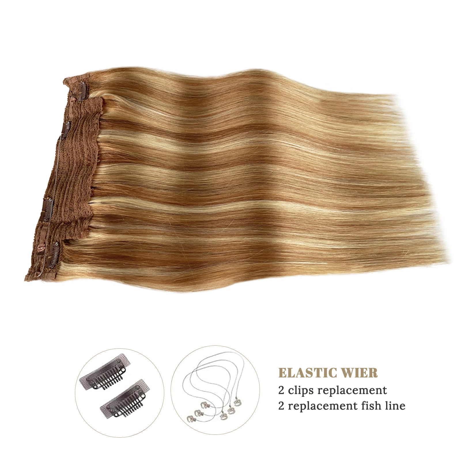 22 Inch Ombre Brown Blonde Human Hair Extensions - 100g Remy Hair with Platinum Blonde Balayage Highlights | Perfect for Daily Styling, Parties & Special Occasions