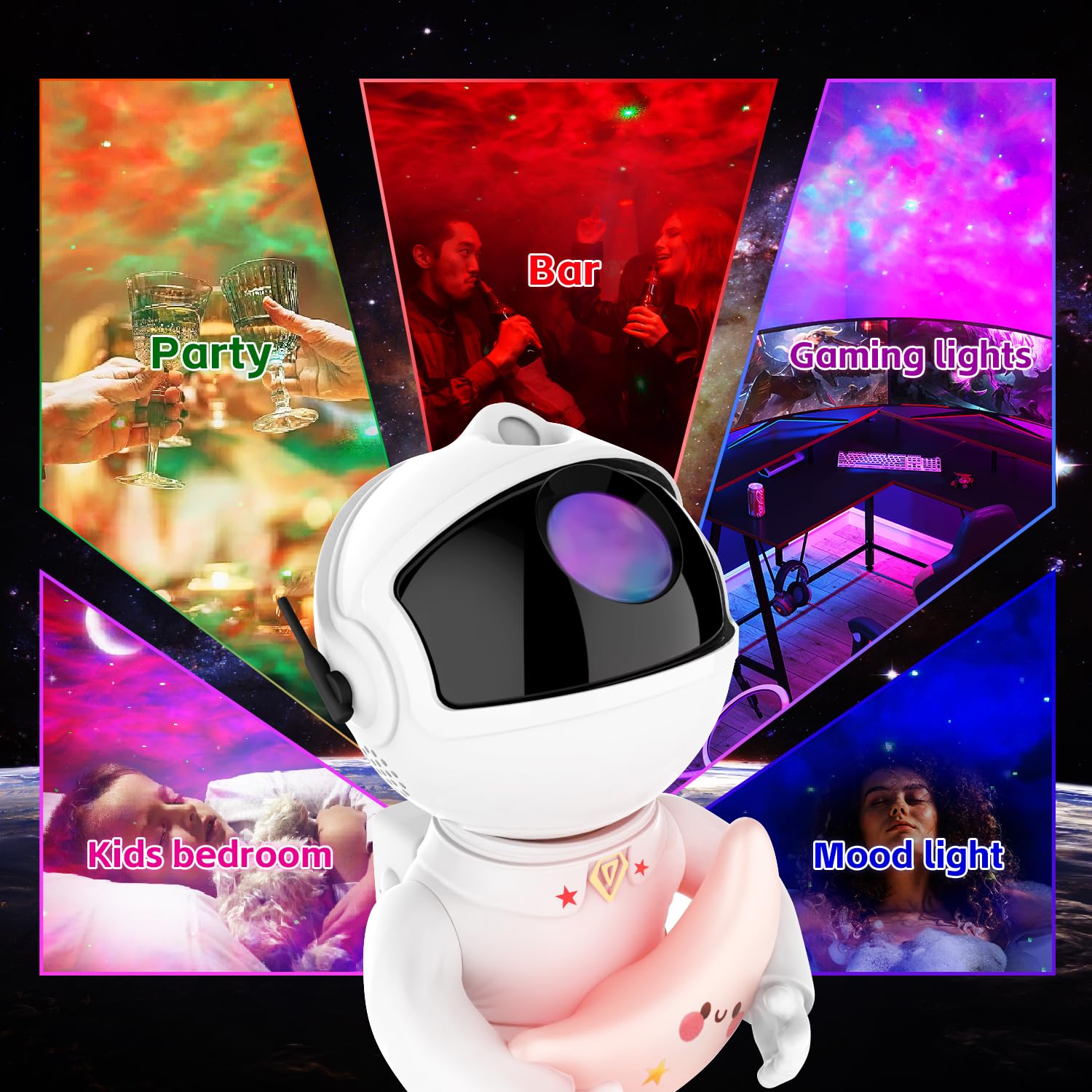 Wonhag Astronaut Star Projector Galaxy Night Light - LED Nebula Ceiling Lamp with Timer & Remote Control, Space Projector for Bedroom, Nursery, Kids Room Decor, Christmas & Birthday Gifts (White) - Perfect for Relaxation, Meditation, Sleep Aid, and Creating a Dreamy Space Atmosphere