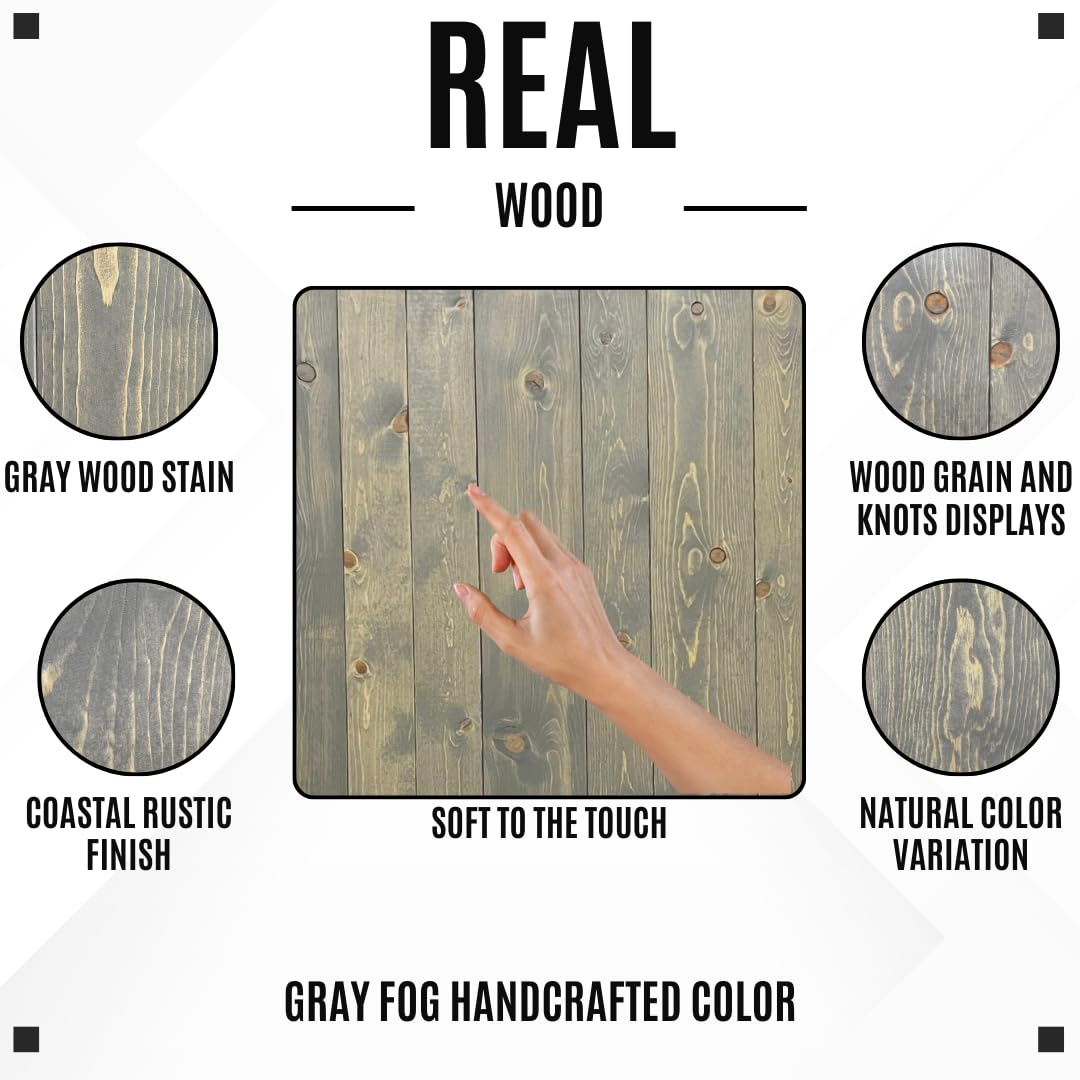 Solid Wood Headboard King Size - Gray Fog Oil Finish with Smooth Natural Wood Grain, Wall-Mounted Adjustable Height Panel - Rustic Coastal Bedroom Decor for Master Suite & Guest Rooms - Durable Built-to-Last Headboard for Bedroom Makeover